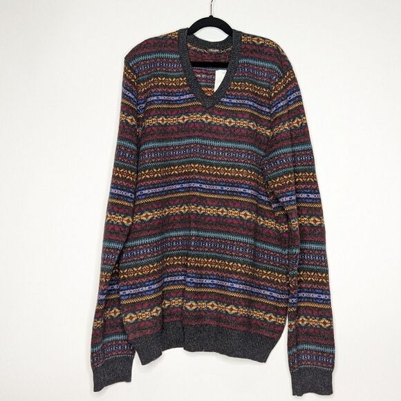 J McLaughlin Other - J Mclaughlin Milton Men's V Neck Pullover in FairI Isle Jacquard Knit  Cashmere